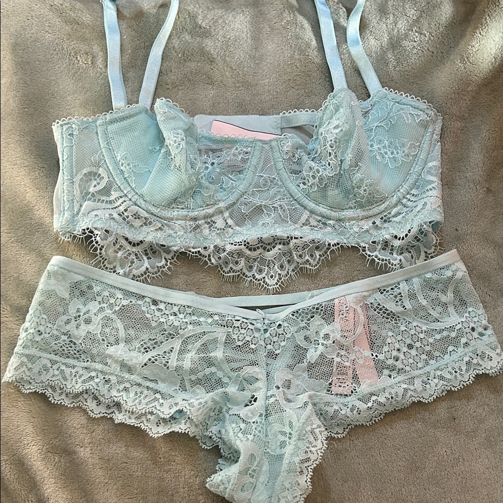 Victoria's Secret Light Blue Lace Set